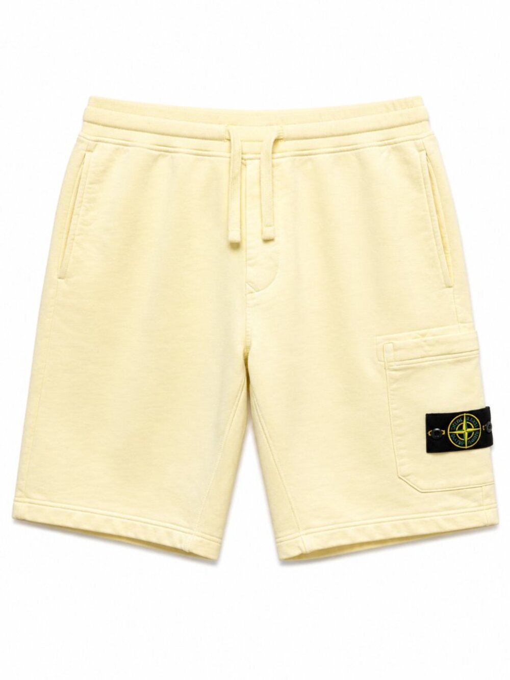 Stone Island Logo Patch Cargo Sweat Shorts Pale Yellow Size Medium M